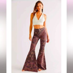 Free People Top Rated Just Float on Printed Flare Jeans